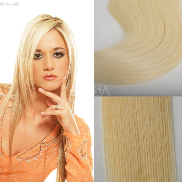 Blue super tape hair extension blonde straight soft cuticle attached CX036